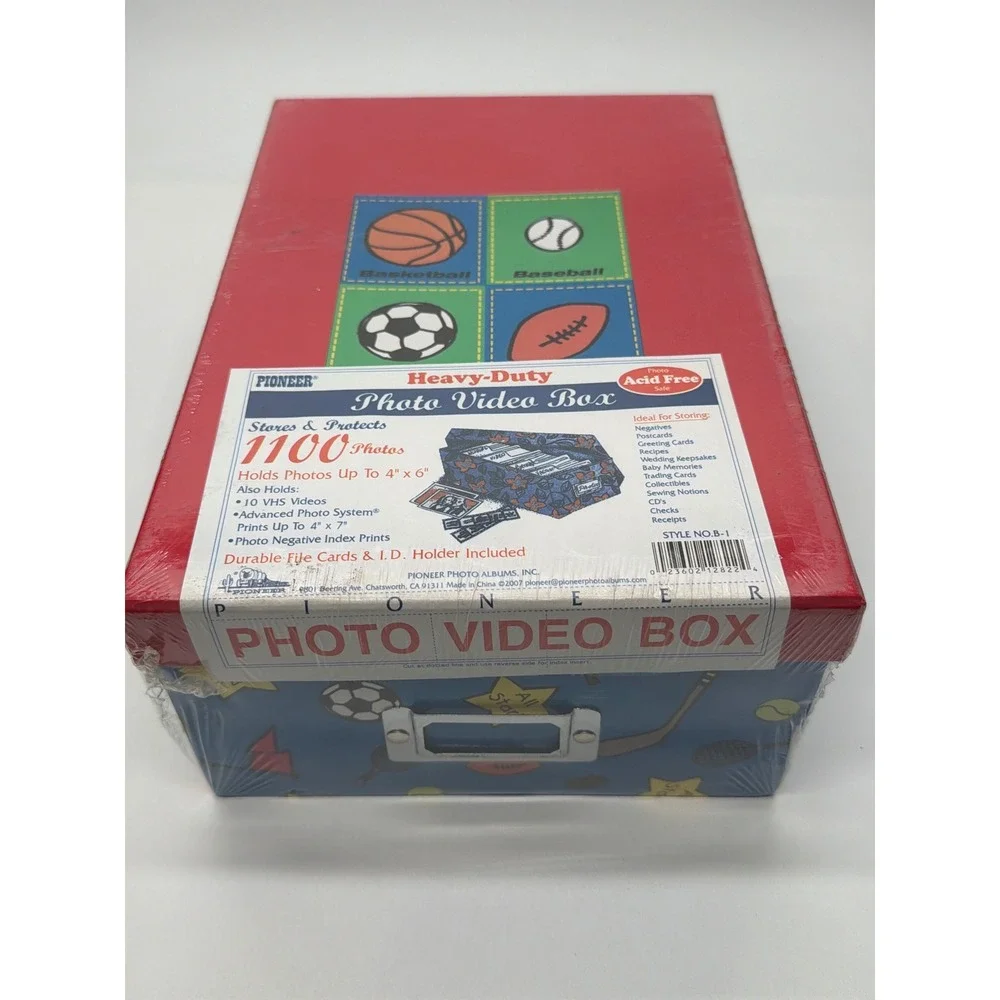 Pioneer Sports Photo Video Storage Box 1100 Capacity Acid Free Red Blue B-1 NEW